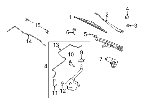 2015 Ford Flex Windshield - Wiper & Washer Components Front Motor Diagram for DA8Z-17508-B