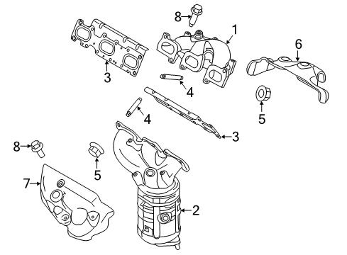 2011 Ford Edge Exhaust Manifold Heat Shield Diagram for 7T4Z-9A462-B