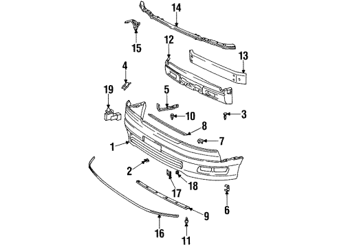 1998 Lexus LS400 Automatic Temperature Controls Reinforcement Sub-Assy, Front Bumper, Upper Diagram for 52029-50030