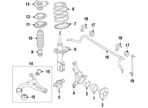 2010 Kia Forte Front Suspension Components, Lower Control Arm, Stabilizer Bar Front Shock Absorber Assembly, Right Diagram for 546611M310