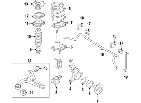 2013 Kia Forte Front Suspension Components, Lower Control Arm, Stabilizer Bar Bush-Front Lower Arm(G) Diagram for 545840Q000