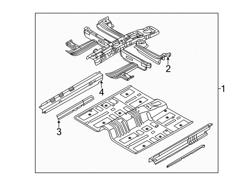 2019 Hyundai Sonata Pillars, Rocker & Floor - Floor & Rails Reinforcement Assembly-Center Floor Diagram for 65130-C1000