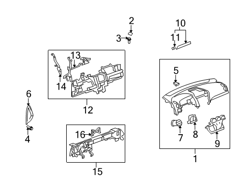 2008 Saturn Vue Cluster & Switches, Instrument Panel Defroster Grille Diagram for 96827001