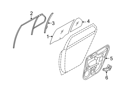 2007 Kia Rondo Rear Door Glass-Rear Door Fixed RH Diagram for 834271D000