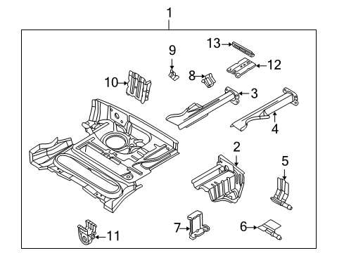 1997 BMW Z3 Rear Floor & Rails Trunk Floor Diagram for 41128413719