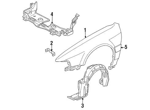 1993 Honda Accord Fender & Components, Exterior Trim Protr L FR Fender Diagram for 75321-SM4-A31ZZ