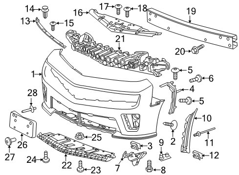 2015 Chevrolet Camaro Front Bumper Outer Bracket Diagram for 92243311