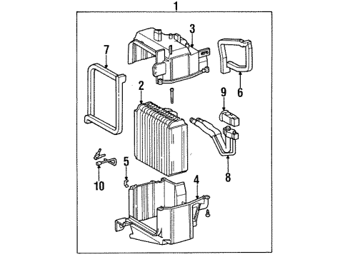 1997 Toyota Tercel Air Conditioner Evaporator Assembly Diagram for 88510-1G020