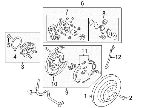 2013 Hyundai Equus Parking Brake Plate Assembly-Rear Brake Back, LH Diagram for 58251-3M320