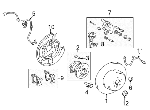 2007 Toyota Highlander Rear Brakes Caliper Diagram for 47830-48070