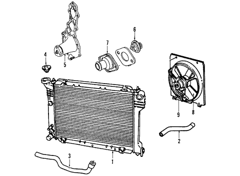 1987 Dodge Omni Cooling System, Radiator, Water Pump, Cooling Fan Blower Motor Switch Diagram for 3849139