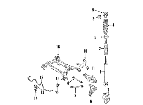 Diagram for 2007 Nissan Murano Rear Suspension Components, Lower Control Arm, Upper Control Arm, Stabilizer Bar 