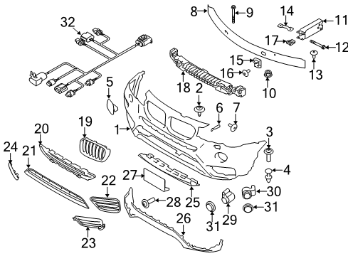 2016 BMW X3 Front Bumper Oval-Head Screw With Anti-Rotation Lock Diagram for 07146975297