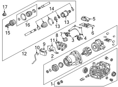 2012 Honda Crosstour Axle & Differential - Rear Driveshaft Assembly, Passenger Side Diagram for 42310-TP7-A01