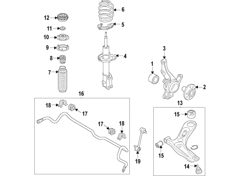 2021 Hyundai Venue Front Suspension Components, Lower Control Arm, Stabilizer Bar BUSH-STABILIZER BAR Diagram for 54813J1000