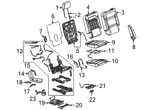 2021 Cadillac Escalade ESV Second Row Seats Seat Cushion Pad Diagram for 84852642