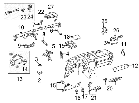 2001 Lexus IS300 Instrument Panel Cylinder Set, Lock W/Transmitter Housing(Less Module) Diagram for 89073-53230