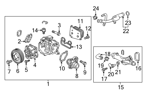 2016 Chevrolet Malibu Cooling System, Radiator, Water Pump, Cooling Fan Thermostat Unit Gasket Diagram for 55492940