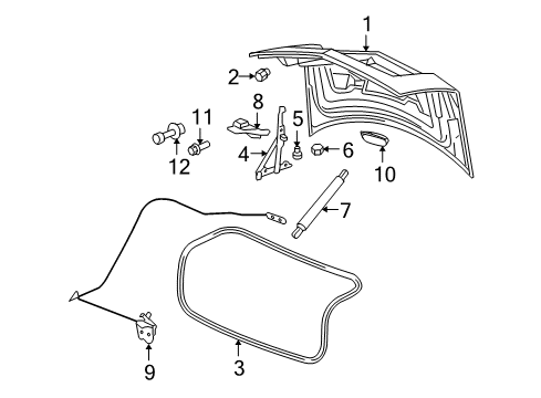 2011 Cadillac STS Trunk Lid Support Cylinder Diagram for 15861154