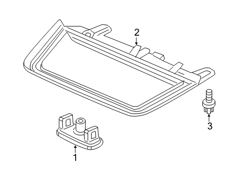 2019 Acura TLX High Mounted Stop Lamp, License Lamps Light Assembly, Licens Diagram for 34100-TZ3-A01