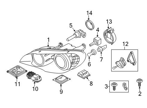 2012 BMW X5 Headlamps Composite Headlamp Left Diagram for 63117287017