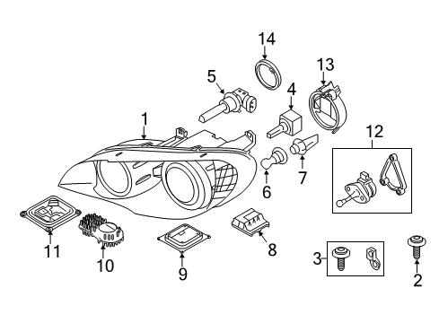 2012 BMW X5 Headlamps Left Headlight Diagram for 63127298451