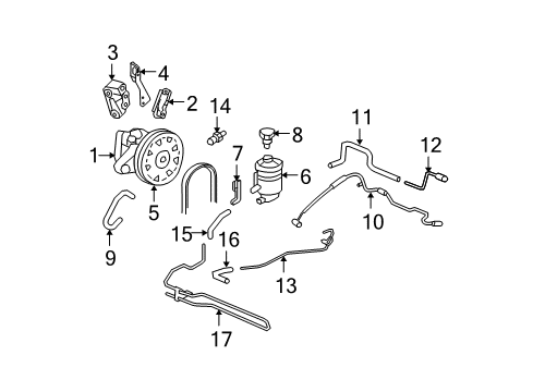 2008 Acura TL P/S Pump & Hoses, Steering Gear & Linkage Pump Sub-Assembly, Power Steering Diagram for 56110-RDB-A01