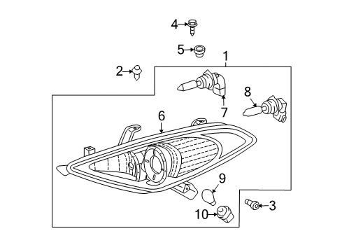 2008 Toyota Solara Front Lamps - Combination Lamps Lens & Housing Diagram for 81130-06430