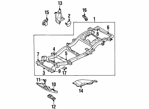 1998 Acura SLX Frame & Components Bracket, Left Rear Cab Mounting Diagram for 8-97800-851-1