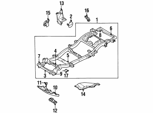 1996 Acura SLX Frame & Components Crossmember Diagram for 8-97128-335-3