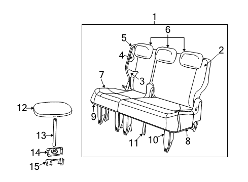 2008 Dodge Grand Caravan Third Row Seats Seat Cushion Foam Diagram for 68028295AA