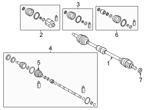 2020 Kia Rio Drive Axles - Front Boot Kit-Front Axle Differential Diagram for 49543H9100