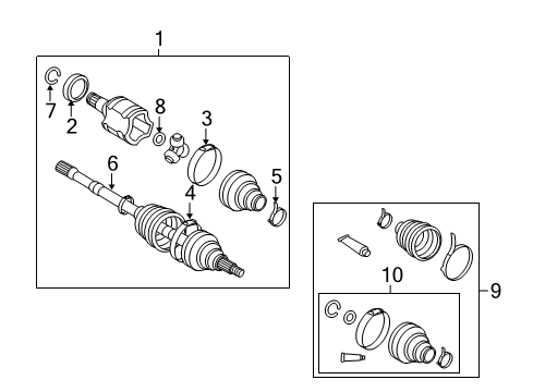 2009 Pontiac Vibe Drive Axles - Rear Rear Wheel Drive Shaft Diagram for 19183729