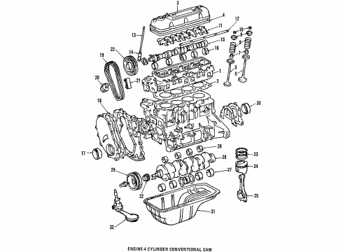 1995 Toyota Pickup Engine Parts, Mounts, Cylinder Head & Valves, Camshaft & Timing, Oil Pan, Oil Pump, Crankshaft & Bearings, Pistons, Rings & Bearings Cylinder Head Diagram for 11101-35080