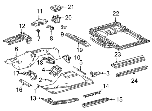 2017 Toyota Mirai Floor & Rails Floor Reinforcement Diagram for 57043-62010