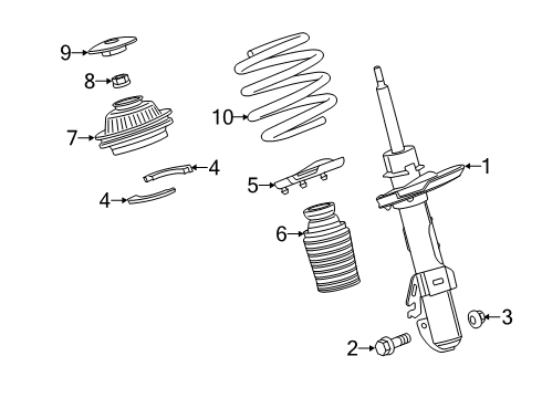 2019 Jeep Cherokee Struts & Components - Front Spring-Front Coil Diagram for 68372917AB