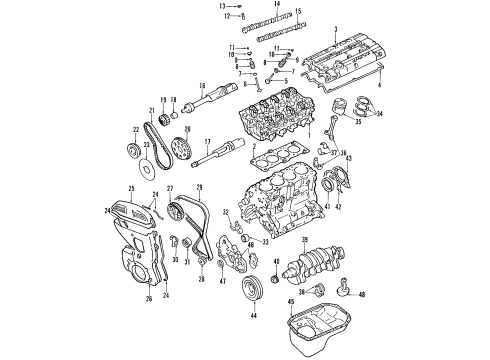2001 Hyundai Santa Fe Engine Parts, Mounts, Cylinder Head & Valves, Camshaft & Timing, Oil Pan, Oil Pump, Balance Shafts, Crankshaft & Bearings, Pistons, Rings & Bearings PULLEY-DAMPER Diagram for 2312438210
