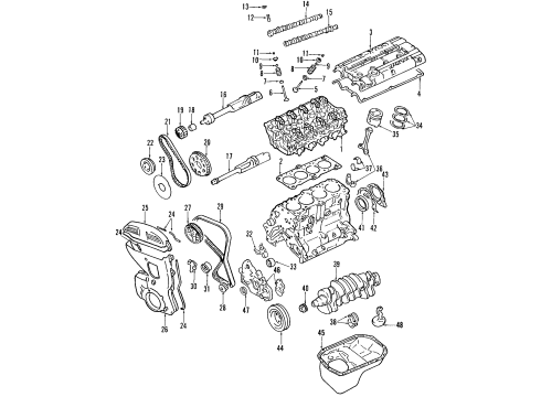 2001 Hyundai Santa Fe Engine Parts, Mounts, Cylinder Head & Valves, Camshaft & Timing, Oil Pan, Oil Pump, Balance Shafts, Crankshaft & Bearings, Pistons, Rings & Bearings Retainer-Valve Spring Diagram for 2222238000