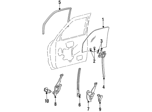 1996 Ford Ranger Door & Components Run Channel Diagram for 8L5Z-1021596-B
