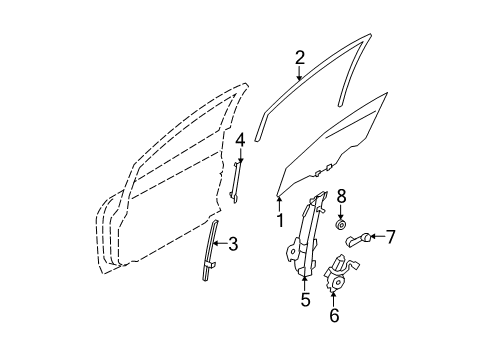 2008 Nissan Versa Front Door Glass Assembly-Door Window, LH Diagram for 80301-EL000