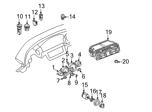 2000 BMW Z8 Cluster & Switches Temperature Indicator Diagram for 62148383650