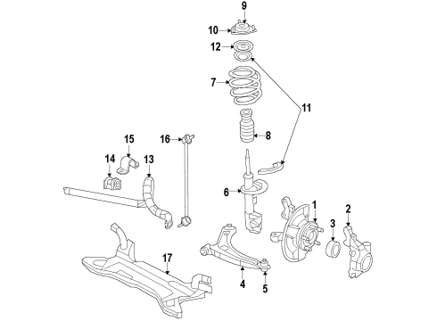 2017 Jeep Compass Front Suspension, Lower Control Arm, Stabilizer Bar, Suspension Components STRUT-Front Suspension Diagram for 5272925AB