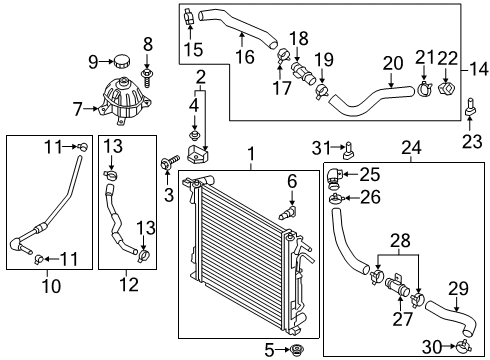 2018 Hyundai Tucson Radiator & Components Holder-Clip Diagram for 25486-1P100