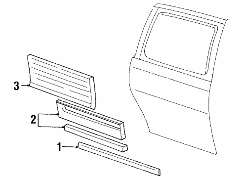 2000 Ford Windstar Exterior Trim - Side Loading Door Body Side Molding Diagram for XF2Z-1725533-AAPTM