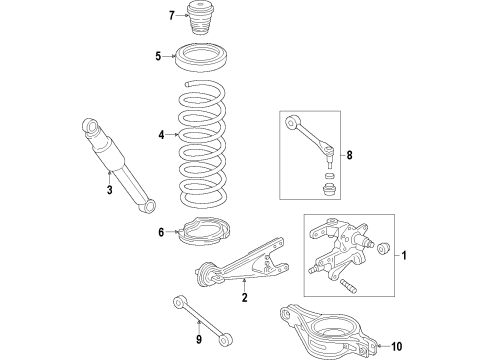 2012 Honda Odyssey Rear Suspension Components, Lower Control Arm, Upper Control Arm Bearing Assembly, Rear Hub Unit Diagram for 42200-TK8-A01