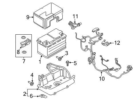 2021 Lincoln Navigator Battery Battery Tray Screw Diagram for -W502511-S450B