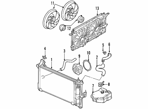 2006 Buick Terraza Cooling System, Radiator, Water Pump, Cooling Fan Fan Shroud Diagram for 15816787