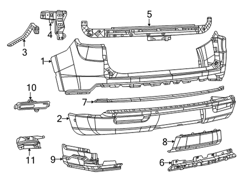 2022 Jeep Grand Wagoneer Bumper & Components - Rear REFLEX Diagram for 68353118AA