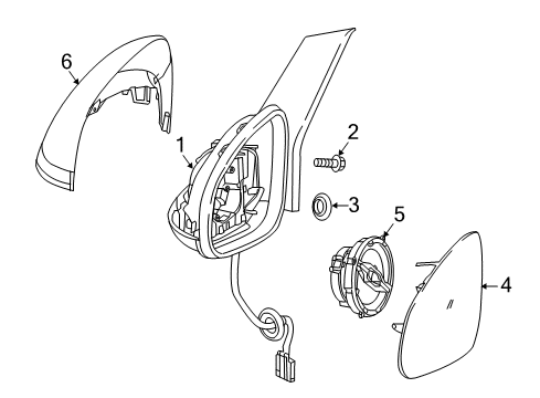 2018 Buick Cascada Mirrors Mirror Outside Diagram for 39008890