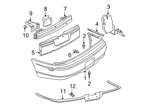 2000 Chevrolet Impala Rear Bumper Molding Diagram for 10341349